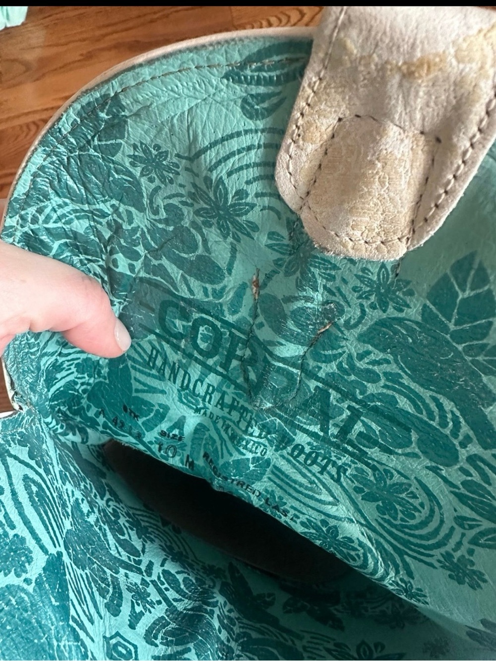 Corral Tall Embroidered Boots in Light Blue and Tan - Picture 7 of 7